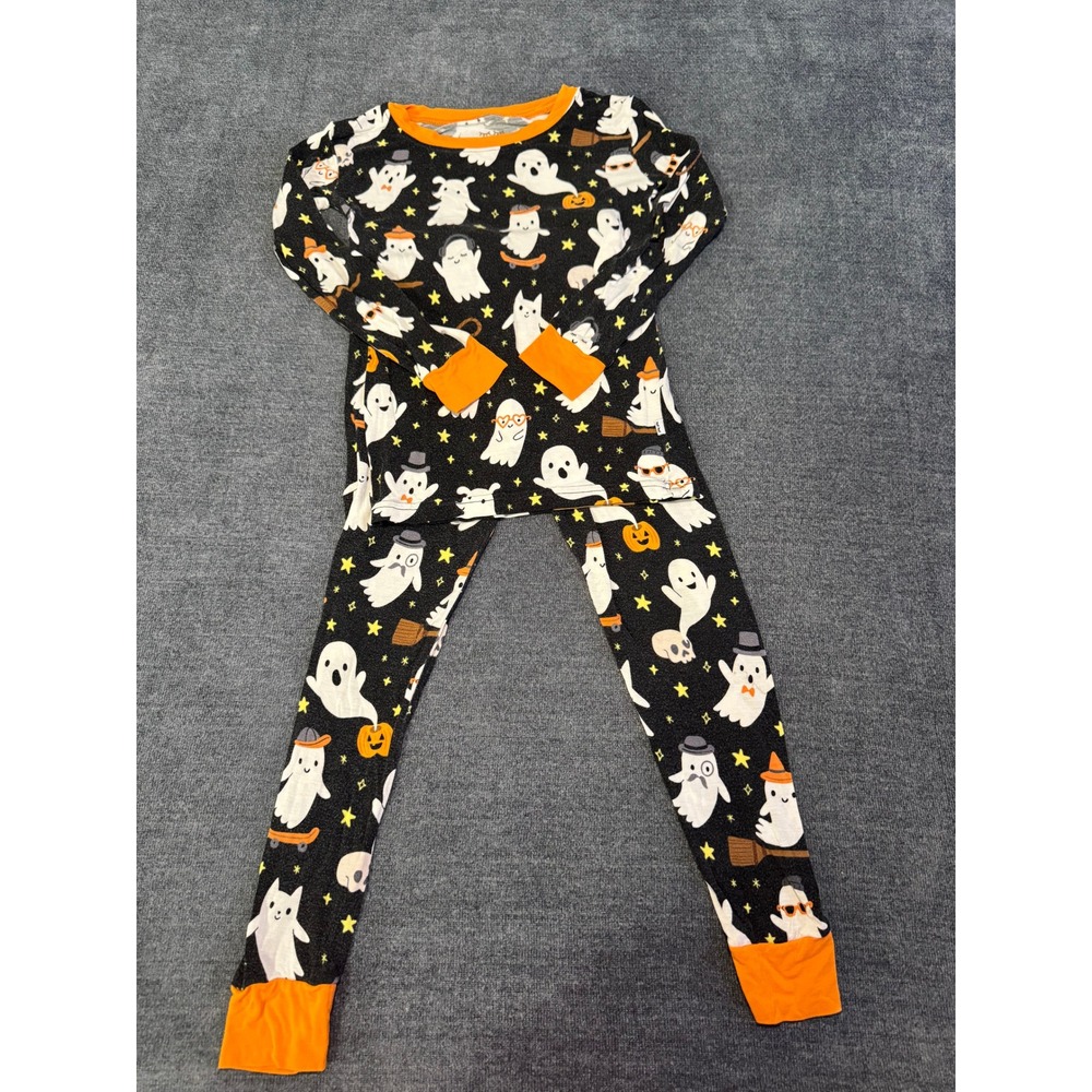Little Sleepies Ghostly Good Time Bamboo Pajama Set 4T Halloween Ghosts Black